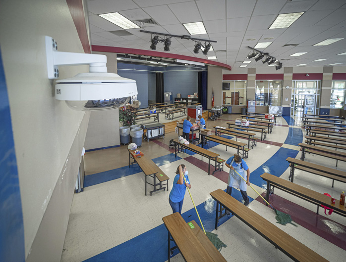 Video surveillance system inside of McAllen ISD middle school cafeteria